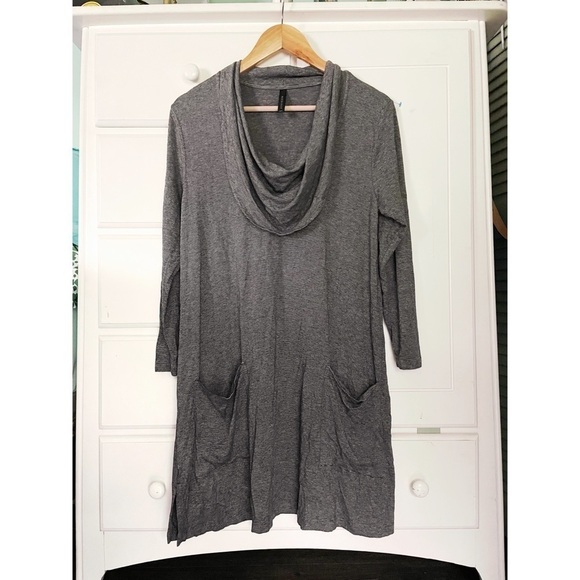 Match Point Micro Striped Soft Drape Cowl Long Sleeve Shirt - Picture 2 of 7